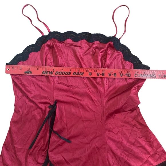 Vintage Petra Fashions Women’s‎ Pajama Set Two Piece Red and Black Lace Womens L - Picture 7 of 11